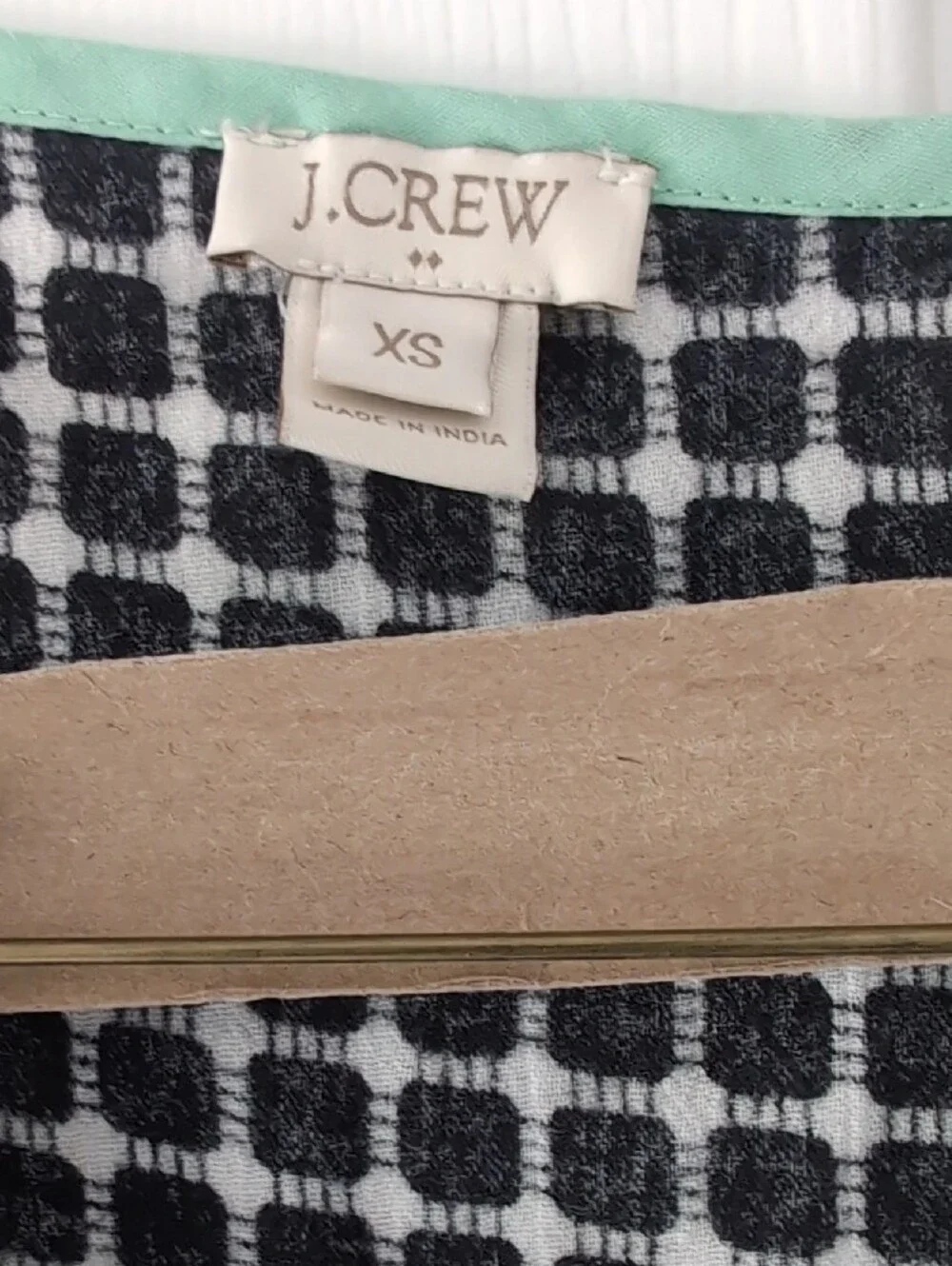 J. Crew Black and White Grid Tunic with Mint Trim